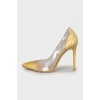 Leather pumps with silicone elements