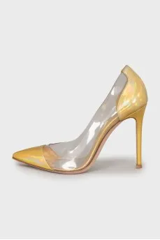 Leather pumps with silicone elements