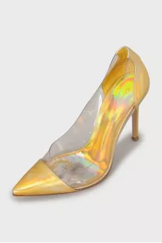 Leather pumps with silicone elements