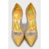 Leather pumps with silicone elements