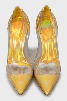 Leather pumps with silicone elements