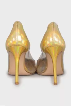 Leather pumps with silicone elements