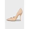 Suede shoes with a figured cutout