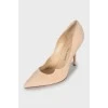 Suede shoes with a figured cutout