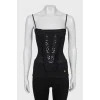 Silk halter top with lace