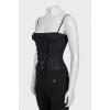 Silk halter top with lace