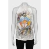 Silk top with print