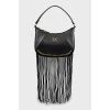 Black leather bag with fringe