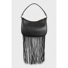 Black leather bag with fringe