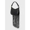 Black leather bag with fringe