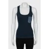 Ribbed tank top with patch pocket