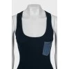 Ribbed tank top with patch pocket