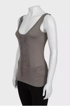 Silk tank top with raw applique
