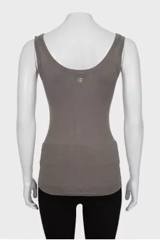 Silk tank top with raw applique