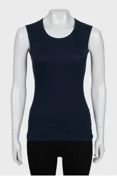 Blue ribbed tank top