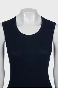 Blue ribbed tank top