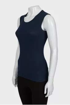 Blue ribbed tank top