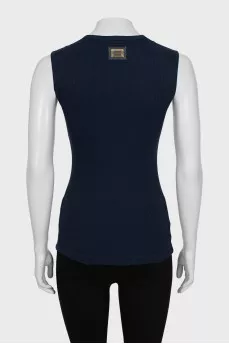Blue ribbed tank top