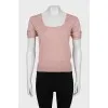 Pink wool and silk t-shirt