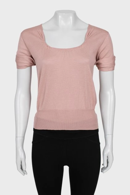 Pink wool and silk t-shirt