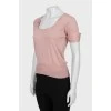 Pink wool and silk t-shirt