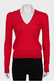 Red wool pullover