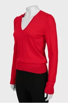 Red wool pullover