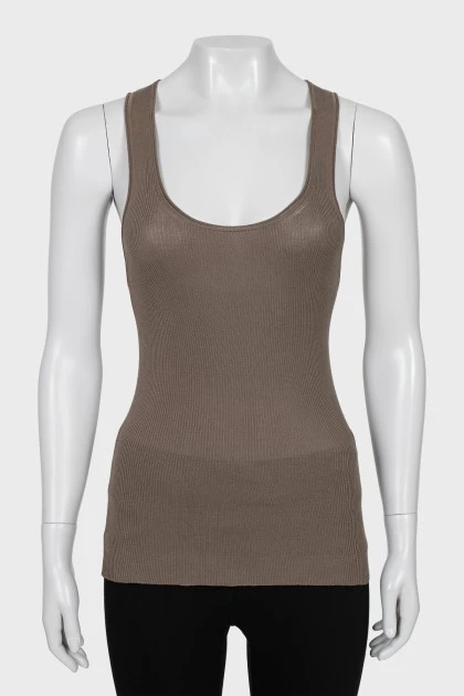 Brown fitted tank top