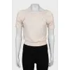 Short sleeve cashmere and silk blouse
