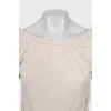 Short sleeve cashmere and silk blouse