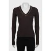 Wool long sleeve V-neck