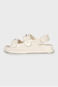 White sandals with buckles