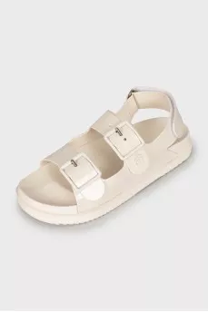 White sandals with buckles
