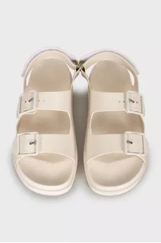 White sandals with buckles