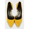 Open toe suede pumps