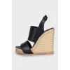Blue leather sandals