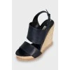 Blue leather sandals