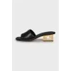 Leather mules with gold heels