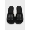 Leather mules with gold heels