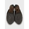 Suede sandals with gold logo