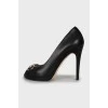 Black shoes with silver decor