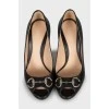 Black shoes with silver decor