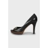 Black shoes with wooden soles