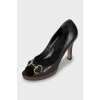 Black shoes with wooden soles