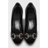 Black shoes with wooden soles