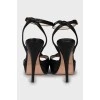 Black leather high heel sandals