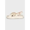 White leather sandals with logo