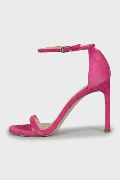 Pink suede heeled sandals