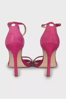 Pink suede heeled sandals
