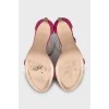 Pink suede heeled sandals